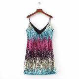 Multicolore-Robe-Femme-Disco