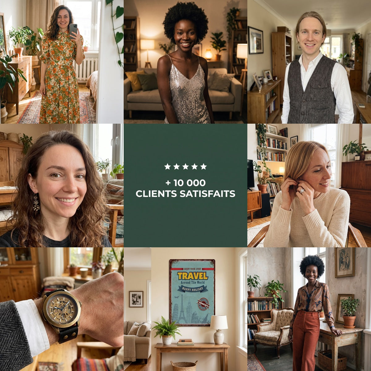 Collage clients Mode Vintage, satisfaction client Image