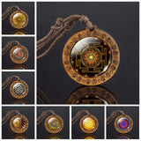 collier-mandala-pendentif-bois-vintage