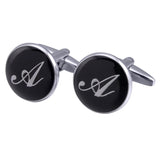 boutons-de-manchette-rond-noir-email-traditionnel-vintage