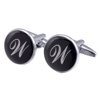 boutons-de-manchette-rond-noir-email-traditionnel-vintage