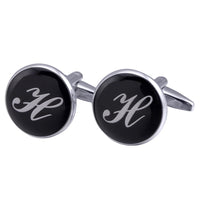 boutons-de-manchette-rond-noir-email-traditionnel-vintage