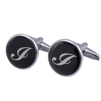 boutons-de-manchette-rond-noir-email-traditionnel-vintage