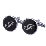 boutons-de-manchette-rond-noir-email-traditionnel-vintage
