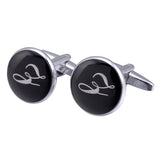 boutons-de-manchette-rond-noir-email-traditionnel-vintage