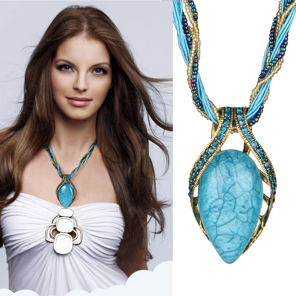 Collier Vintage En Cristal d'Opale De Bohême