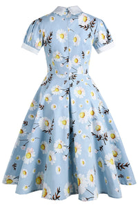 robe-imprimee-bleu-ete-des-annees-1950