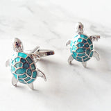 boutons-de-manchette-tortue-email-vintage