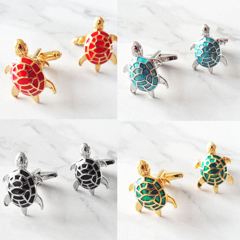 boutons-de-manchette-tortue-email-vintage