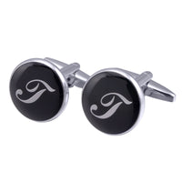 boutons-de-manchette-rond-noir-email-traditionnel-vintage
