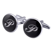 boutons-de-manchette-rond-noir-email-traditionnel-vintage