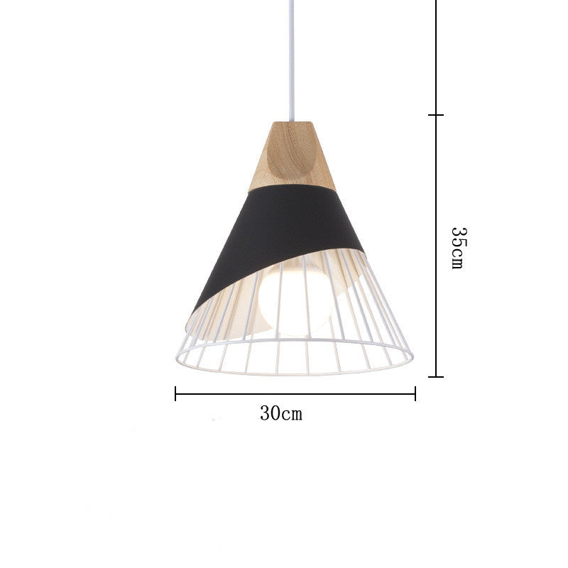 lustre-bois-cone-corne-fer-vintage