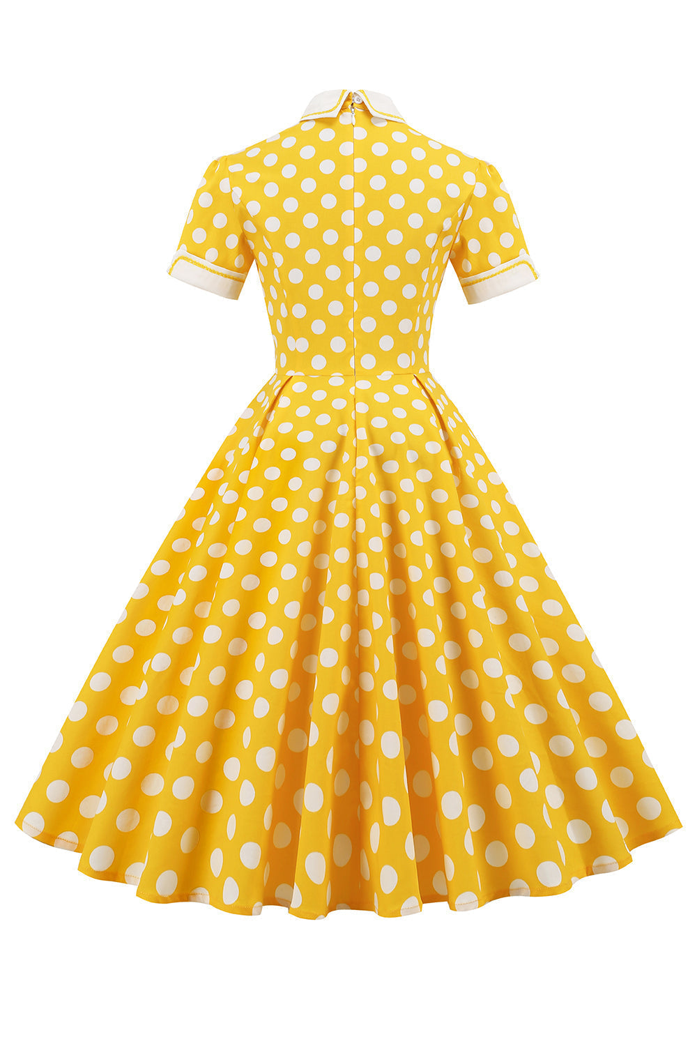 robe-stylee-annee-80-a-pois-jaunes
