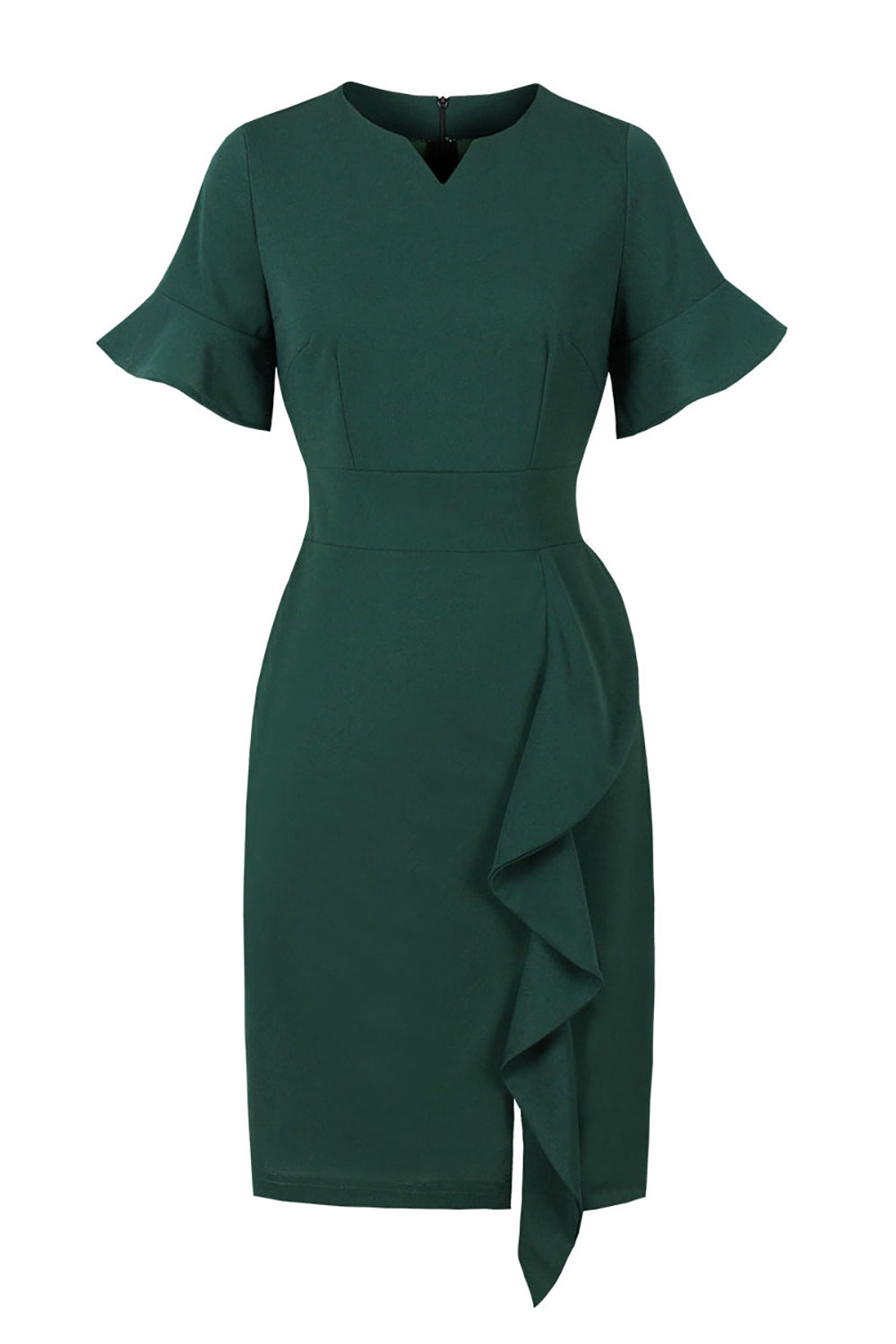 robe-vert-fonce-avec-volant-annee-81