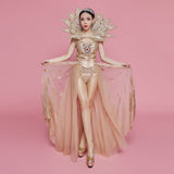 Costume-Danse-Disco-Femme-Queue-de-Pie-Dore