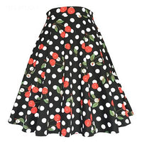 jupe-annee-80-noire-polka-dots-cerises