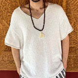 pull-vintage-manches-courtes-col-v-hommes