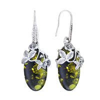    boucle-d-oreille-ambre-et-argent-vintage-pendantes