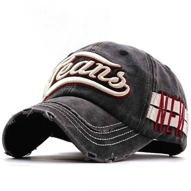 Casquette Baseball Vintage avec Broderie et Effet Usé
