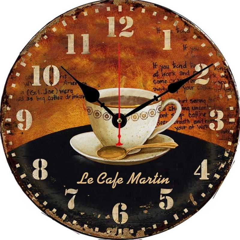 Horloge Murale Vintage Décor Café Rétro 30 cm