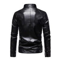 Veste de motard en cuir vintage à col montant