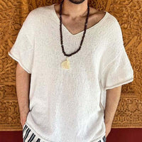 pull-vintage-manches-courtes-col-v-hommes