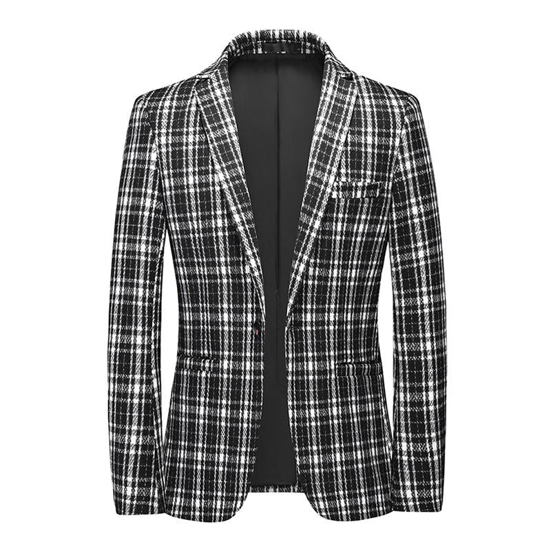 Blazer vintage décontracté à carreaux pour hommes