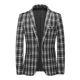 Blazer vintage décontracté à carreaux pour hommes