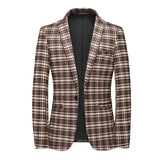 Blazer vintage décontracté à carreaux pour hommes