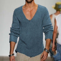 pull-tricot-encolure-v-vintage