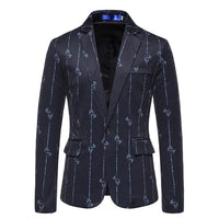 blazer-vintage-decontracte-a-imprime-feuille-et-rayures