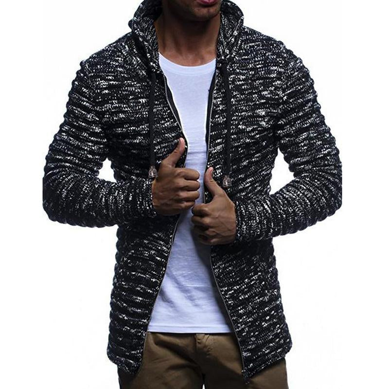 Manteau en tricot zippée à capuche vintage