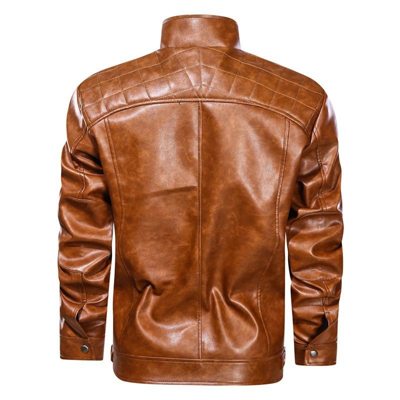 Manteau d'extérieur zippée en cuir PU vintage