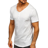 t-shirt-uni-col-v-boutons-vintage