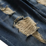 Short denim déchiré vintage pour homme