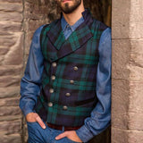 gilet-costume-slim-carreaux-vintage-vert
