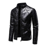 Veste de motard en cuir vintage à col montant