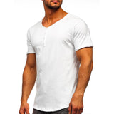 t-shirt-uni-col-v-boutons-vintage
