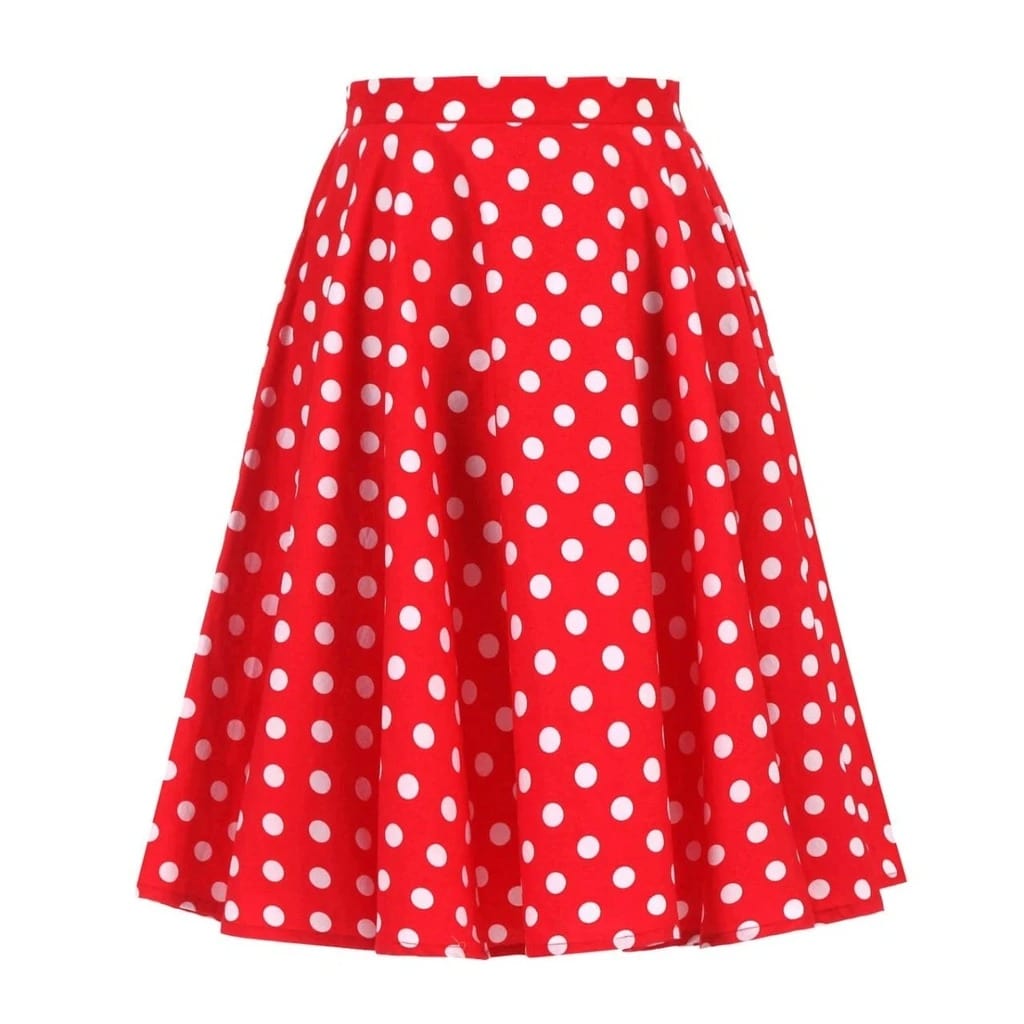 jupe-annee-80-rouge-polka-dots