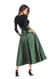 jupe-annee-80-longue-unicolore