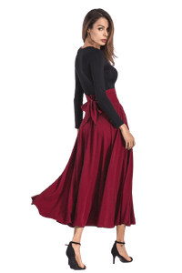 jupe-annee-80-longue-unicolore
