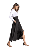 jupe-annee-80-longue-unicolore
