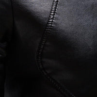 Veste de motard en cuir vintage à col montant