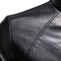 Veste de motard en cuir vintage à col montant