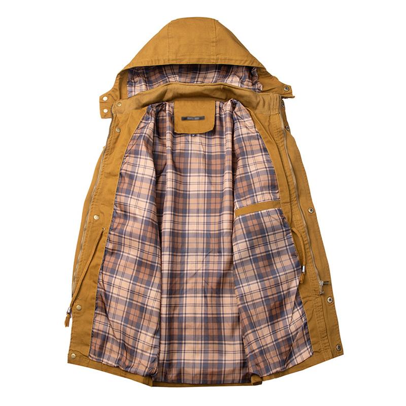 Manteau de travail épaissi avec poches zippées vintage