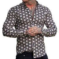 chemise-manches-longues-imprime-geometrique-vintage