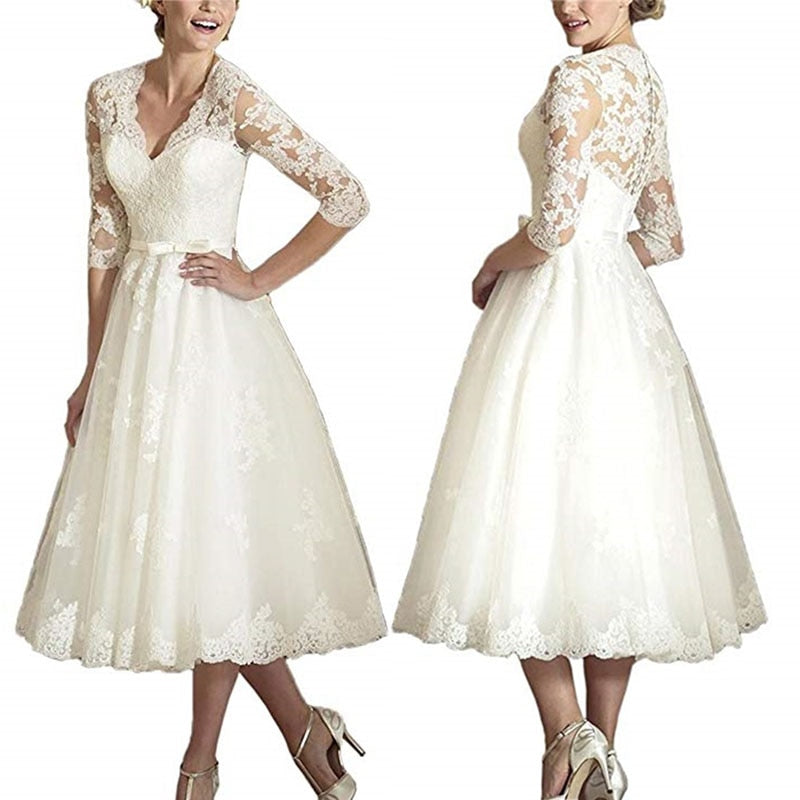 robe-mariee-courte-vintage-col-en-v