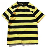 t-shirt-vintage-jaune-rayure-col-coir